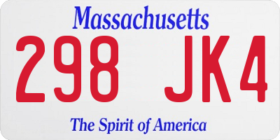 MA license plate 298JK4