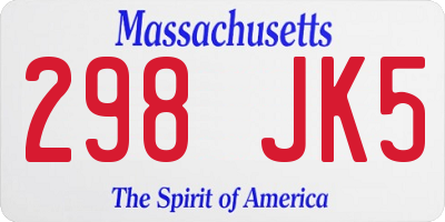 MA license plate 298JK5