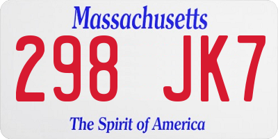 MA license plate 298JK7