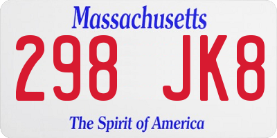 MA license plate 298JK8