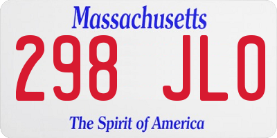 MA license plate 298JL0