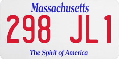 MA license plate 298JL1