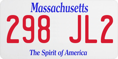 MA license plate 298JL2