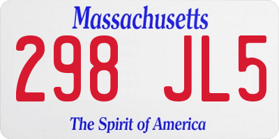 MA license plate 298JL5