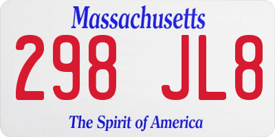 MA license plate 298JL8