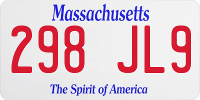 MA license plate 298JL9