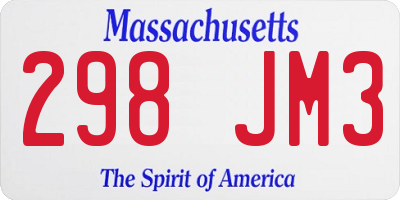 MA license plate 298JM3