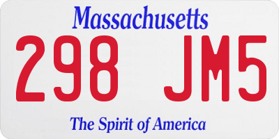 MA license plate 298JM5