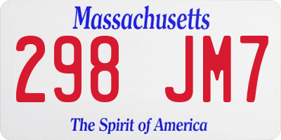 MA license plate 298JM7