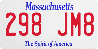 MA license plate 298JM8
