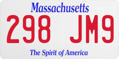MA license plate 298JM9