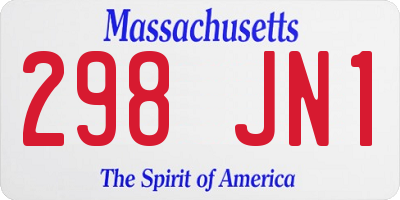 MA license plate 298JN1