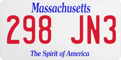 MA license plate 298JN3