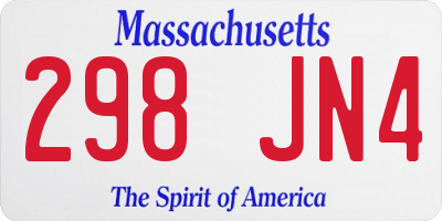 MA license plate 298JN4