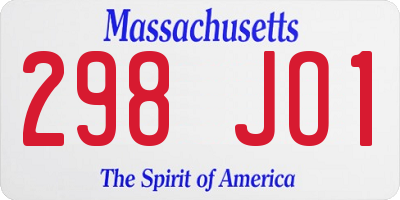 MA license plate 298JO1