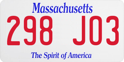 MA license plate 298JO3