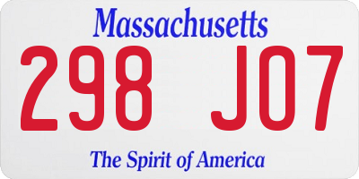 MA license plate 298JO7