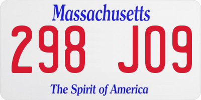 MA license plate 298JO9