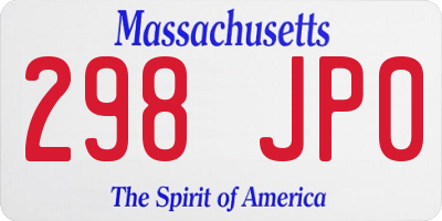 MA license plate 298JP0