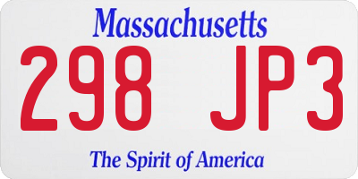 MA license plate 298JP3