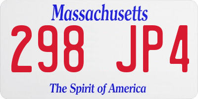 MA license plate 298JP4