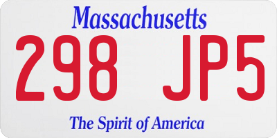 MA license plate 298JP5