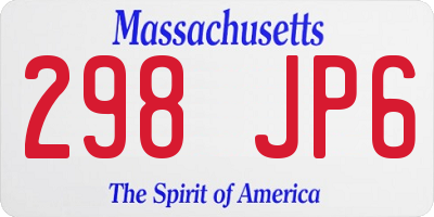MA license plate 298JP6