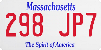 MA license plate 298JP7