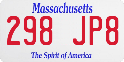 MA license plate 298JP8