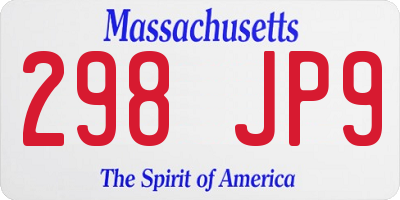 MA license plate 298JP9