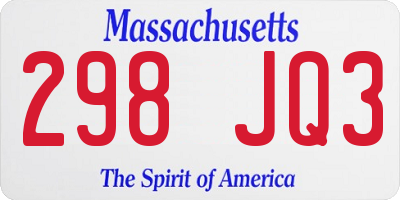 MA license plate 298JQ3