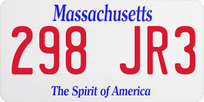 MA license plate 298JR3