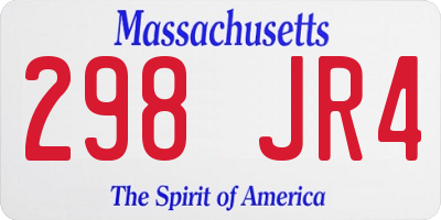MA license plate 298JR4