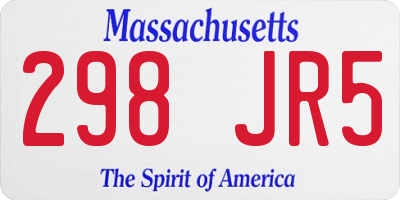 MA license plate 298JR5
