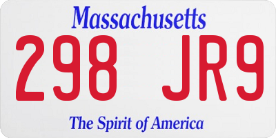 MA license plate 298JR9