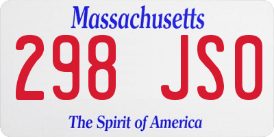 MA license plate 298JS0