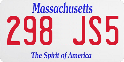 MA license plate 298JS5
