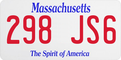 MA license plate 298JS6