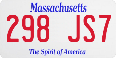 MA license plate 298JS7