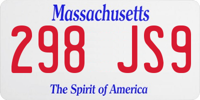 MA license plate 298JS9
