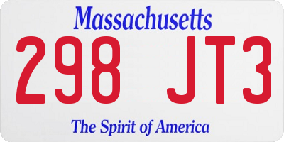 MA license plate 298JT3