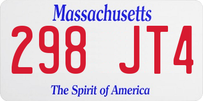 MA license plate 298JT4