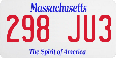 MA license plate 298JU3