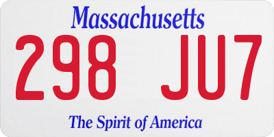 MA license plate 298JU7