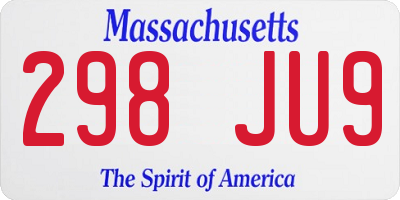 MA license plate 298JU9