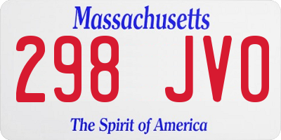 MA license plate 298JV0