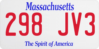 MA license plate 298JV3
