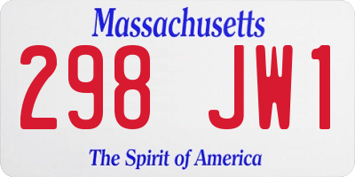 MA license plate 298JW1