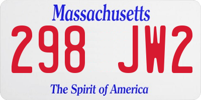 MA license plate 298JW2