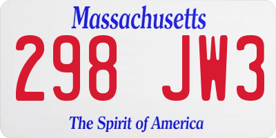 MA license plate 298JW3